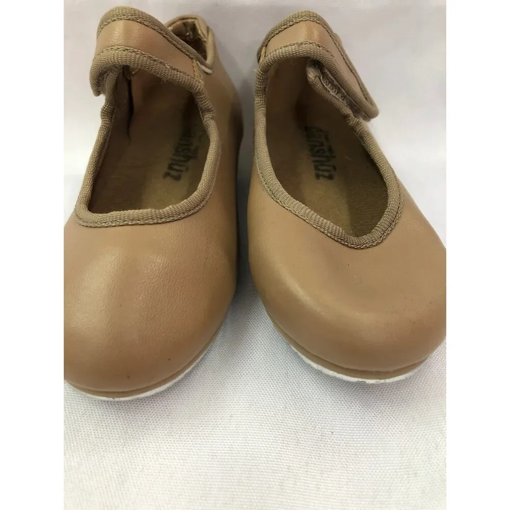 Pre-Owned Dance Tap Shoes Danshuz 534 Child 8.5M Tan Mary Jane Leather No Buckle